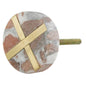 Marble and Brass Cross Drawer Knob