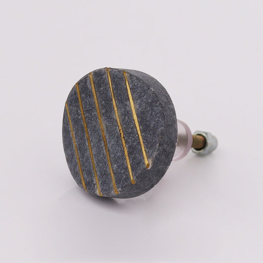 Round Stone Brass Drawer Knob